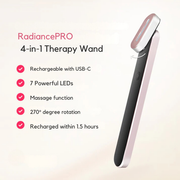 GlowSculpt 4-in-1 Gesichts-Therapiegerät | Rotlicht, Vibration, Galvanischer Strom & Wärme | Hautverjüngung für Zuhause
