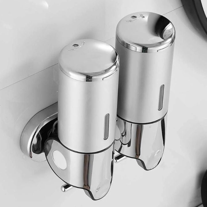 Seifenspender Set LuxoPure | Edelstahl Design | 3er Set Wandmontage | Modern & Platzsparend