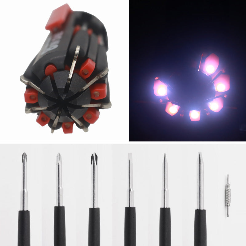 BrightScrew - 8-in-1-Schraubendreher mit LED-Taschenlampe