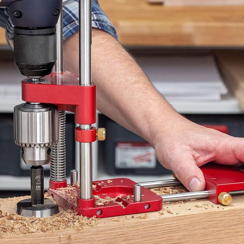 WerklinQ Präzisions-Bohrhilfe für Holz | Exakte Positionierung & Markierung | Robuste Konstruktion aus legiertem Stahl