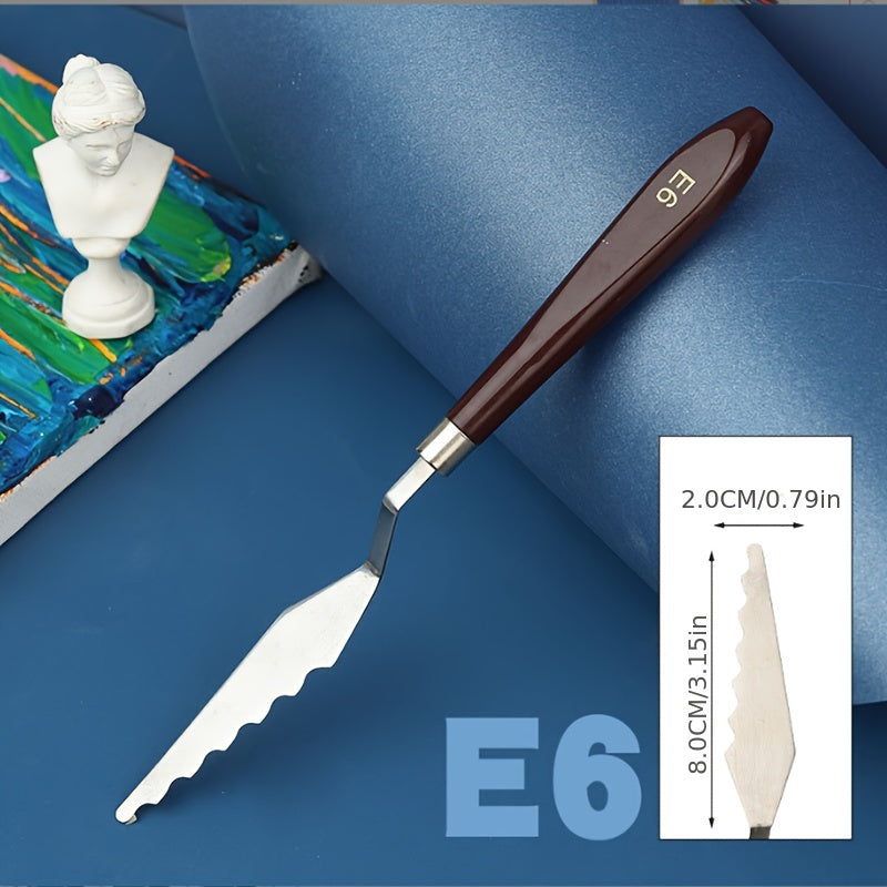 Picturio Malmesser-Set 9-teilig | Edelstahl & Holzgriff | Für Öl- & Acrylmalerei | Verschiedene Formen für kreative Techniken