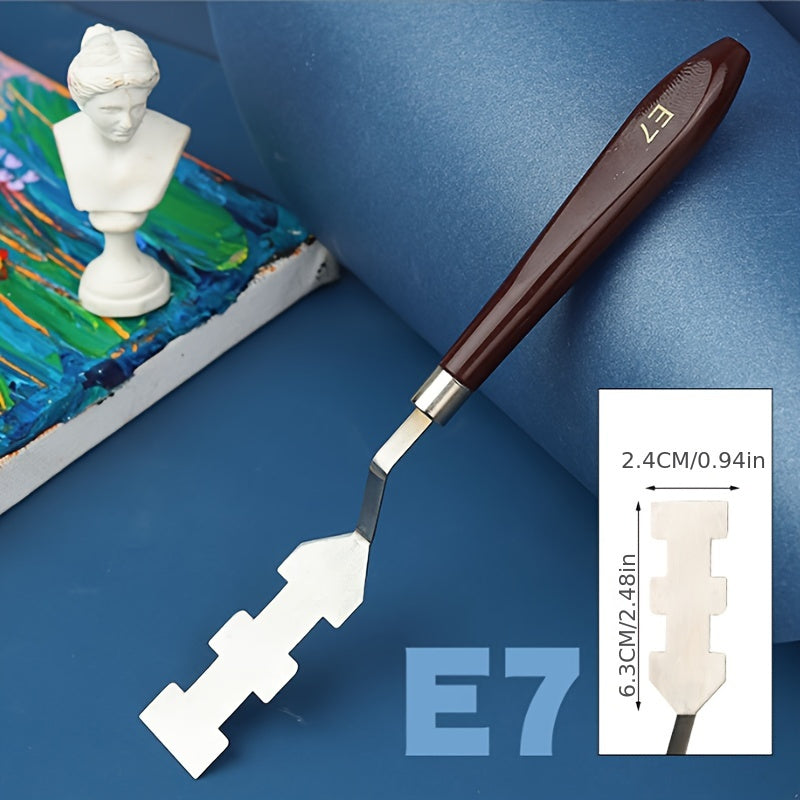 Picturio Malmesser-Set 9-teilig | Edelstahl & Holzgriff | Für Öl- & Acrylmalerei | Verschiedene Formen für kreative Techniken