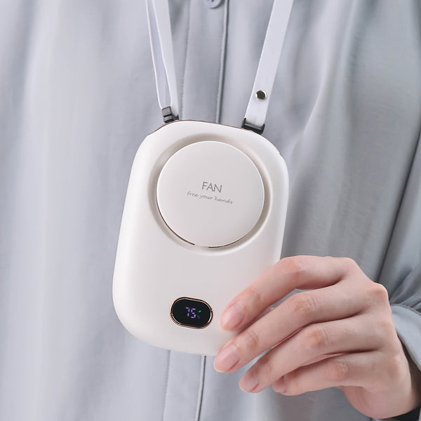 Tragbarer Nackenventilator BreezyLoop | USB-Aufladung | 3 Geschwindigkeiten | 2000 mAh Akku | Handsfree-Kühlung