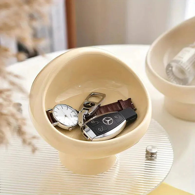 Pilz Aufbewahrungsdose | Keramik Deko | Schmuck- & Schlüsselhalter | Minimalistisches Design