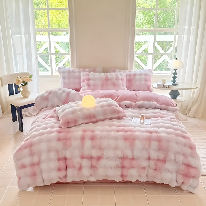 Plüsch-Bettbezug Lunafleece | Beidseitig Kaninchenfell & Milchsamt | Extra Warm & Weich | Perfekt für Herbst & Winter