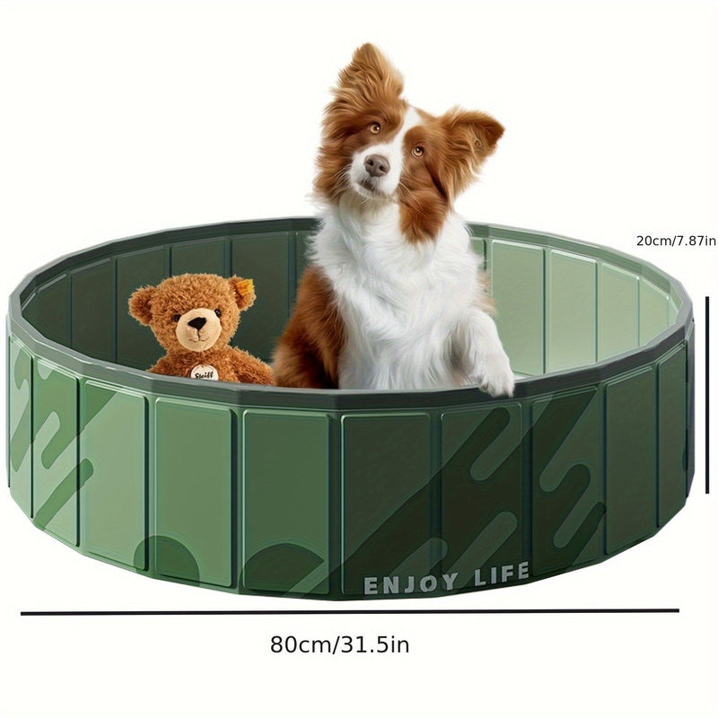 PawLuna Faltbares Hundepool aus PVC | 80 cm Ø | Robust & Tragbar | Perfekt für Sommer & Garten