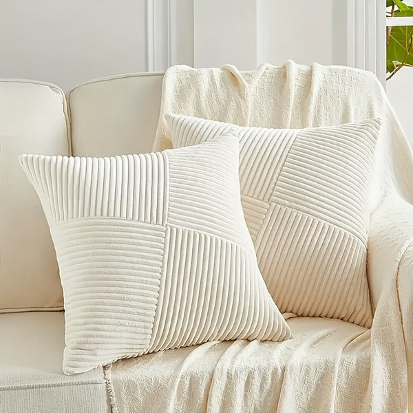 NordLiv Kissenhüllen Set | Boho-Stil | Weicher Cord | 2 Stück, 45×45 cm, 50x50cm