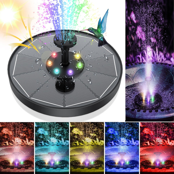 WaterGlow – Solarbetriebener Brunnen mit LED und 4 verschiedenen Wasserstrahlmustern!