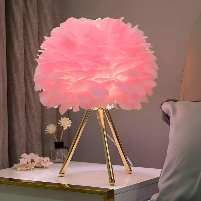 Plumalux Tischlampe mit Gänsefedern | Dimmbar & Elegant | Warmes Licht & Luxuriöses Design