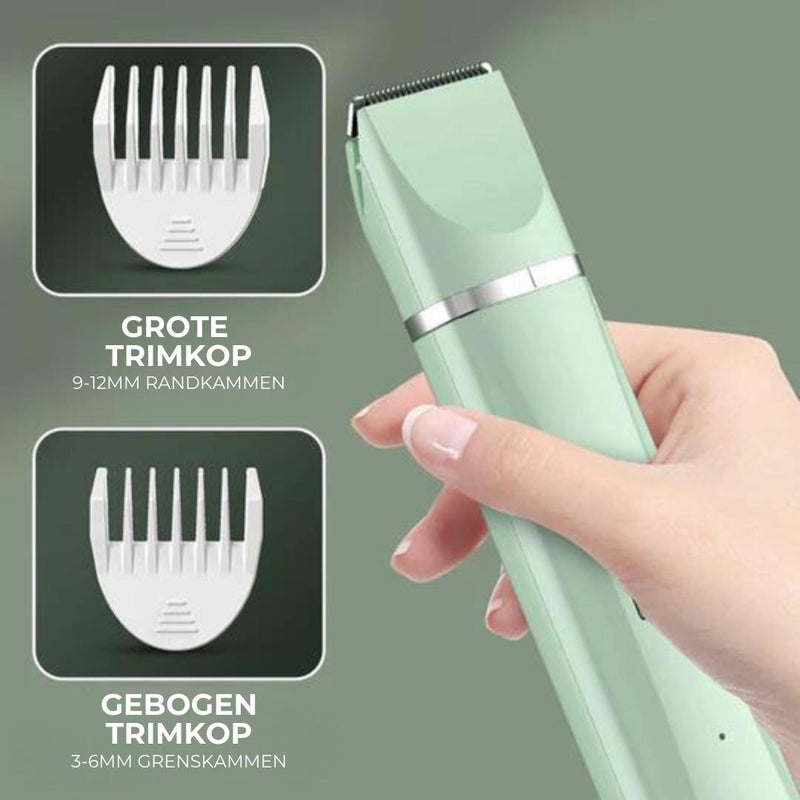 Tierpflegegerät Groomilo 4-in-1 | Leise & Wiederaufladbar | Für Fell & Krallen | Weiß-Grün