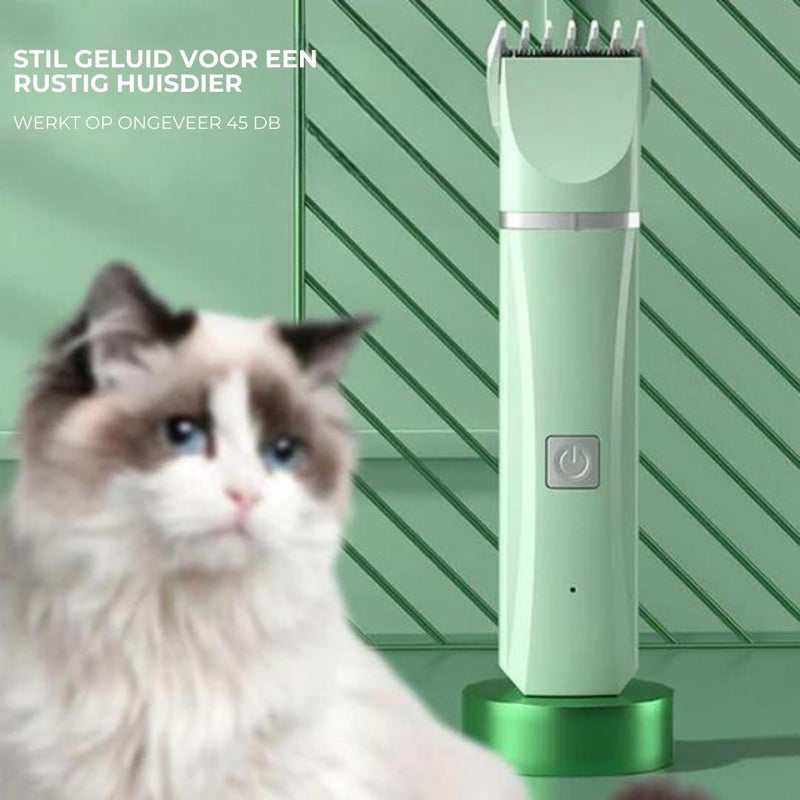 Tierpflegegerät Groomilo 4-in-1 | Leise & Wiederaufladbar | Für Fell & Krallen | Weiß-Grün