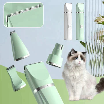 Tierpflegegerät Groomilo 4-in-1 | Leise & Wiederaufladbar | Für Fell & Krallen | Weiß-Grün