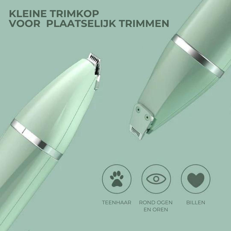 Tierpflegegerät Groomilo 4-in-1 | Leise & Wiederaufladbar | Für Fell & Krallen | Weiß-Grün