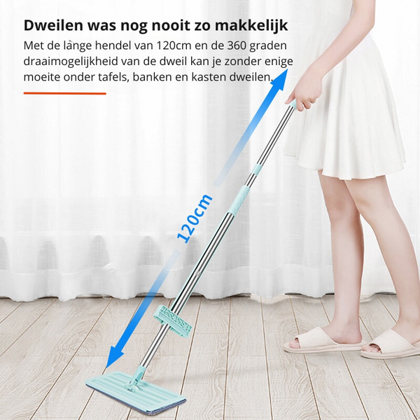 Bodenwischer FlexiWisch EasyMop | Mit Knick-Auswringfunktion | 2 waschbare Pads | Leicht & Kompakt | Ohne Eimer nutzbar