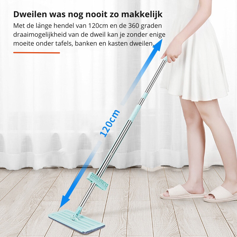 Bodenwischer FlexiWisch EasyMop | Mit Knick-Auswringfunktion | 2 waschbare Pads | Leicht & Kompakt | Ohne Eimer nutzbar