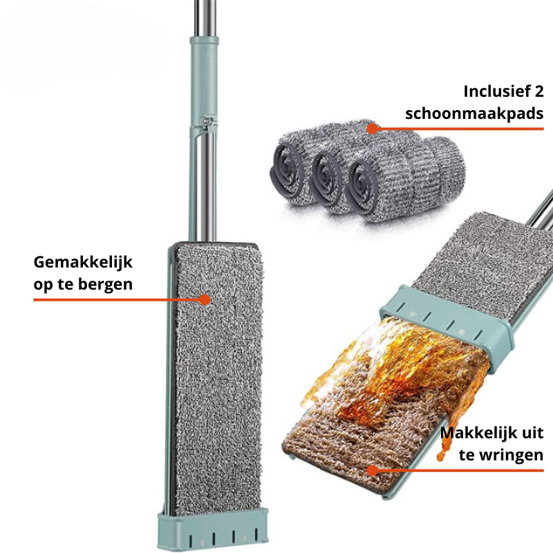 Bodenwischer FlexiWisch EasyMop | Mit Knick-Auswringfunktion | 2 waschbare Pads | Leicht & Kompakt | Ohne Eimer nutzbar