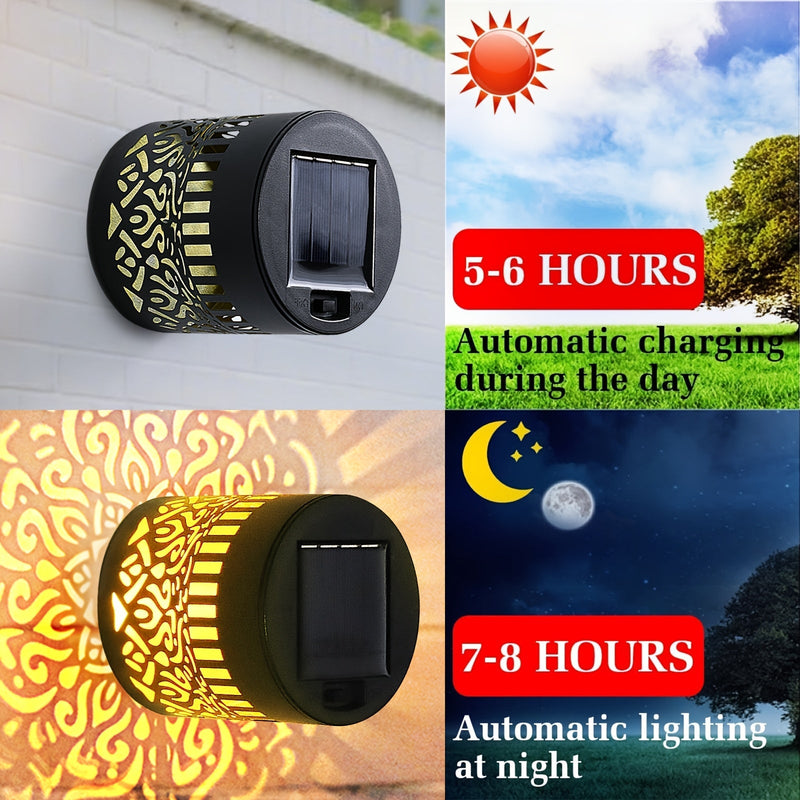 LumoraLicht Solar Wandleuchten Außen 2er-Set | IP65 Wasserdicht | Filigranes Lichtmuster | Ohne Kabel & Strom