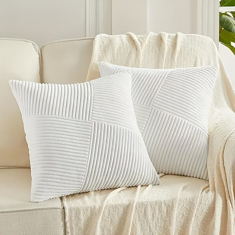 NordLiv Kissenhüllen Set | Boho-Stil | Weicher Cord | 2 Stück, 45×45 cm, 50x50cm