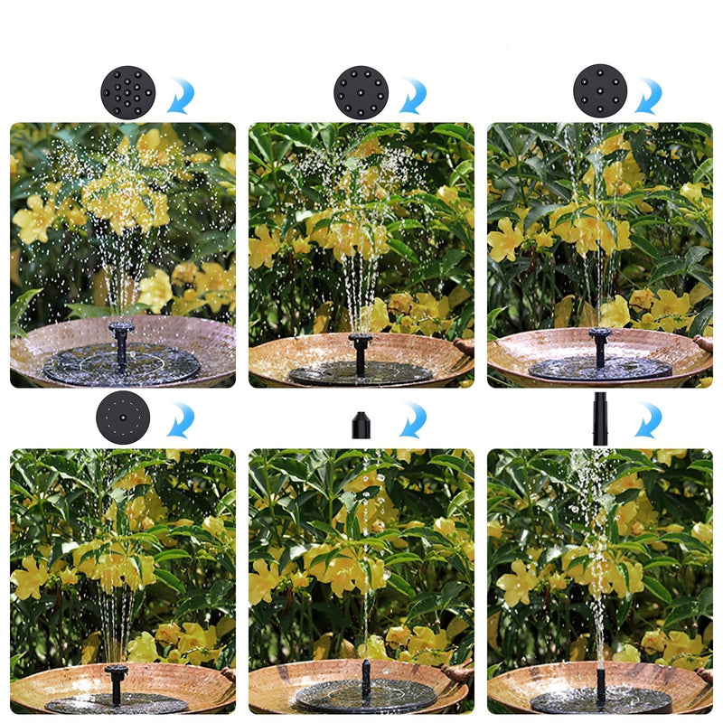 WaterGlow – Solarbetriebener Brunnen mit LED und 4 verschiedenen Wasserstrahlmustern!