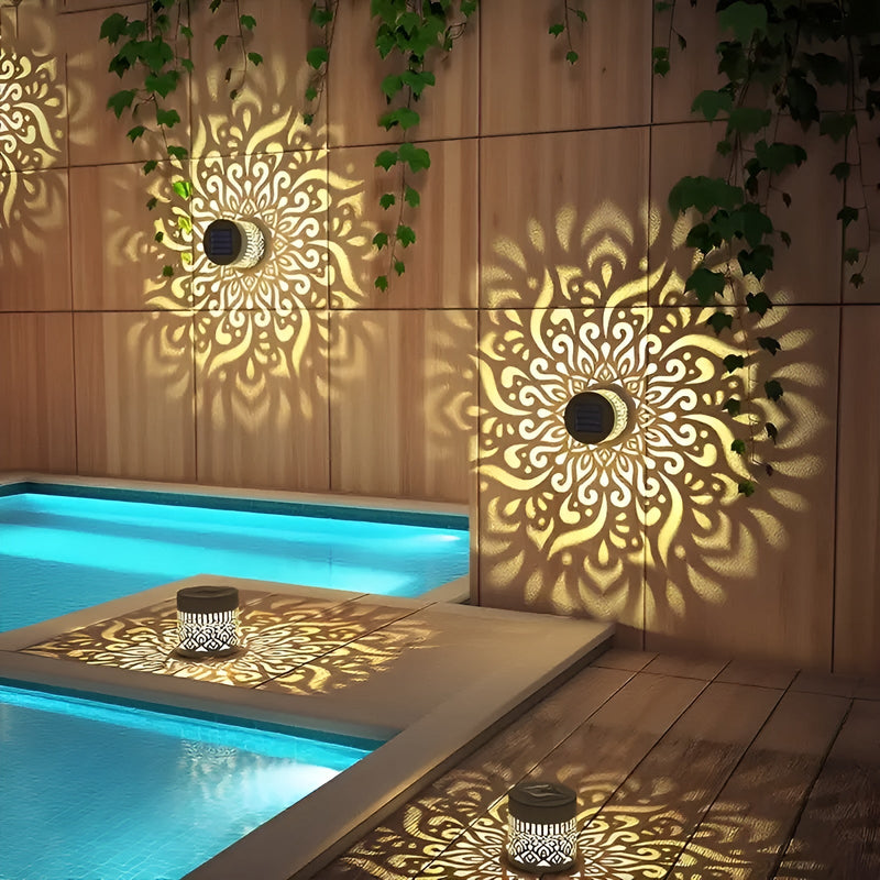 Solavero Solar Wandleuchte | Warmweißes LED-Licht | IP65 Wetterfest | Modernes Cut-Out-Design