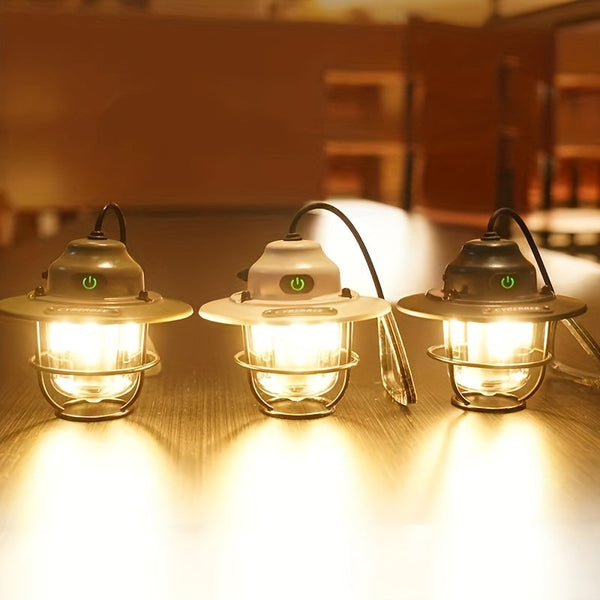 Retro LED Campinglampe CampGlow Classic | USB-Aufladbar & Robust | 15,5×6,6×10,5 cm | Für Outdoor & Notfälle