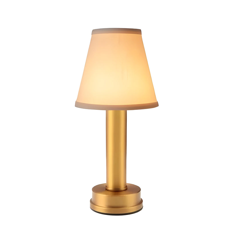 LumiÉlan Kabellose Tischlampe LED | 3-Stufen Dimmbar | Seidenschirm & Metallgehäuse | 29 cm