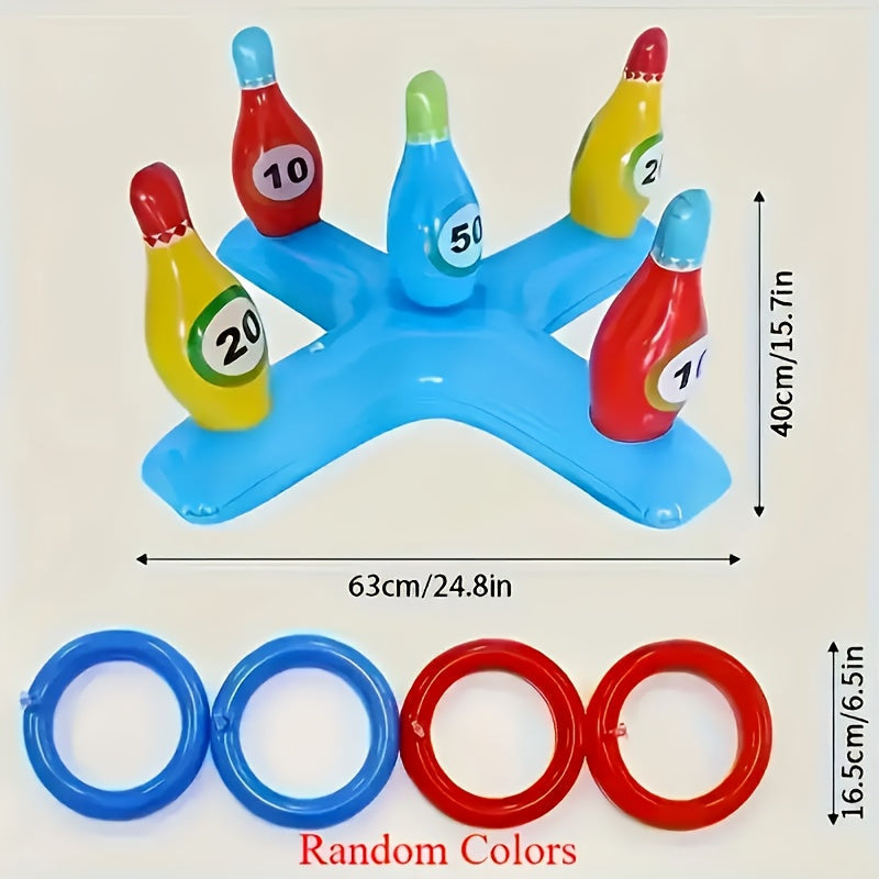 Aufblasbares Wasser-Bowlingset SplashStrike | Bunte Kegel mit Nummern | Für Pool & Strand | Leicht & Tragbar