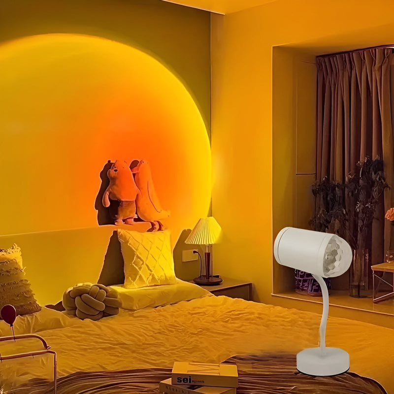 Projektionslampe AureliaGlow | Doppelkopf mit Sonnenuntergang & Wasser-Ripple | 360° Drehbar | USB-betrieben