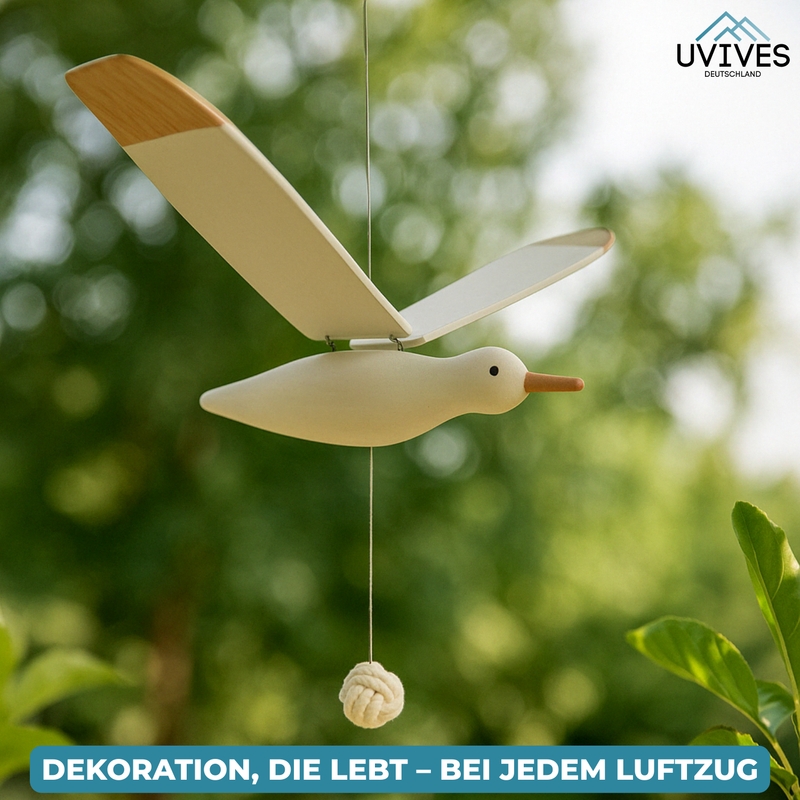 SkyGull – Handgeschnitzte Möwe mit flatternden Flügeln