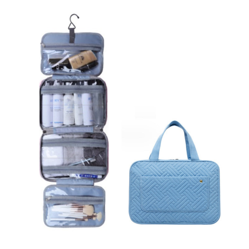 Travelique Reise-Kosmetik-Organizer | Kompakt & Wasserabweisend | Mit 4 Fächern & 360° Haken | Für Damen & Herren
