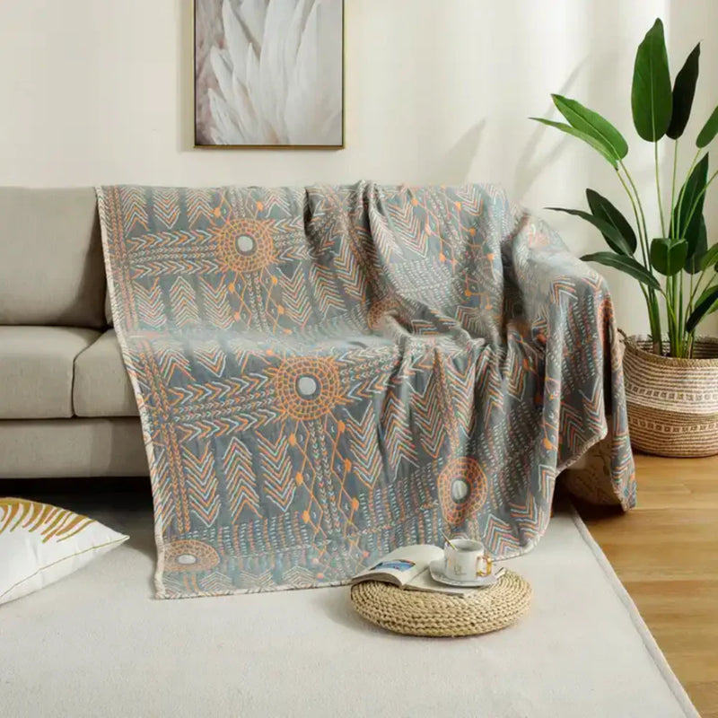 Mandoria Boho-Wendedecke | Mandala-Design | Beidseitig Nutzbar & Kuschelig Weich | 150×200 cm / 200×230 cm