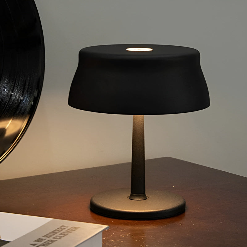 AlumaGlow Kabellose LED-Tischlampe | Touch-Dimmbar | Retro-Design | Wiederaufladbar | Aluminium Schwarz/Weiß