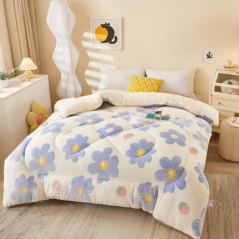 Flanell-Bettdecke Floravine | Weich & Warm | Blumenmuster | Hautfreundlich & PflegeleichtC