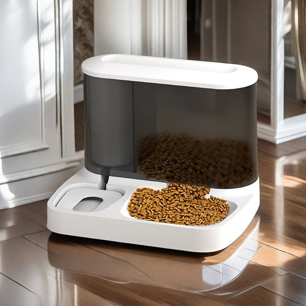 Katzen-Futterspender & Wasserspender PETRONA Duo | Automatisch | 2-in-1 System | Weiß | Für Katzen & Kleintiere
