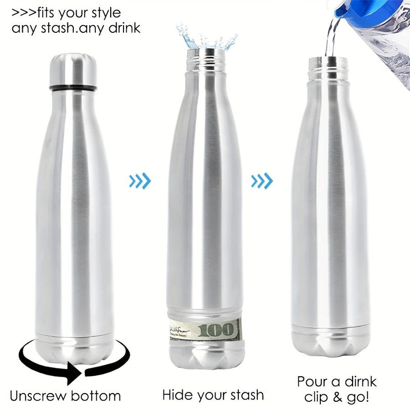 Isolierflasche VaultBottle Smart | Mit Geheimfach | 12h heiß & 24h kalt | Edelstahl | 450 ml | 27×7 cm