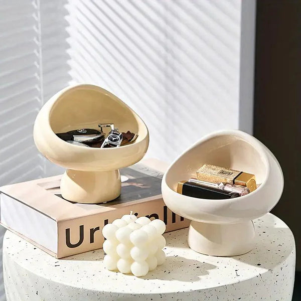 Pilz Aufbewahrungsdose | Keramik Deko | Schmuck- & Schlüsselhalter | Minimalistisches Design