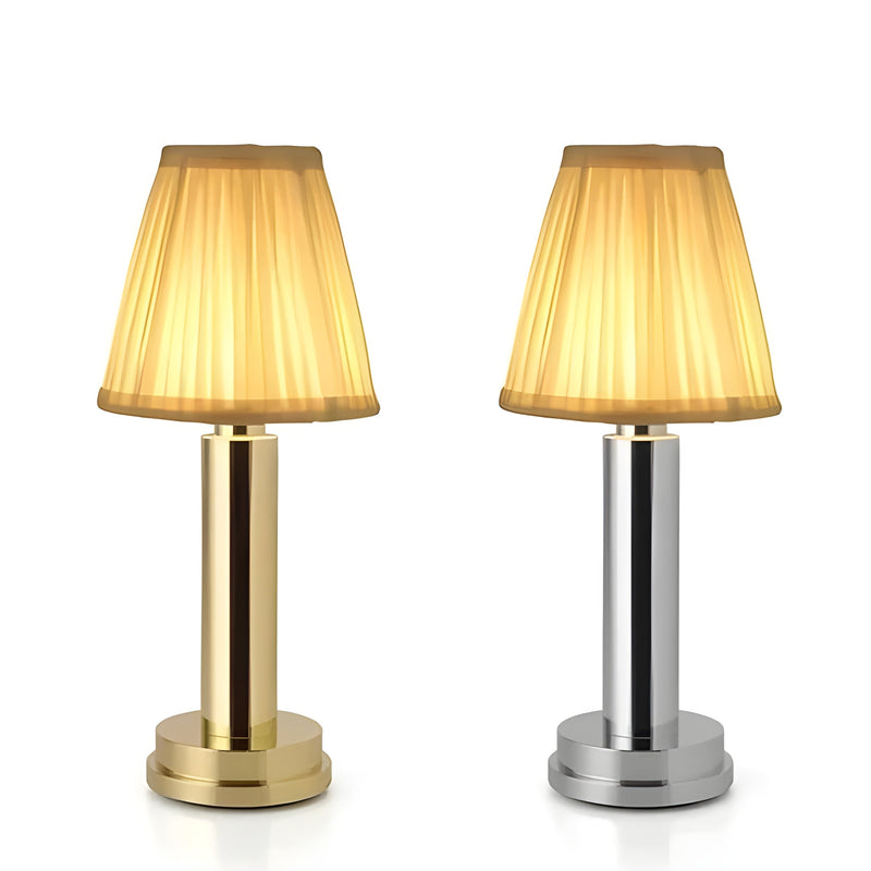 LumiÉlan Kabellose Tischlampe LED | 3-Stufen Dimmbar | Seidenschirm & Metallgehäuse | 29 cm