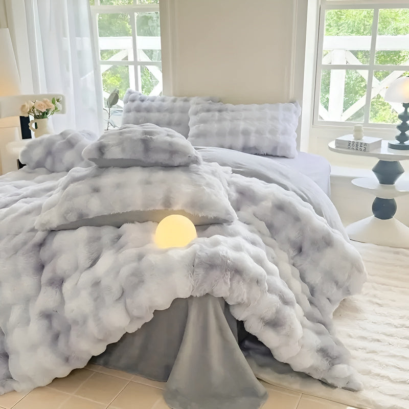 Plüsch-Bettbezug Lunafleece | Beidseitig Kaninchenfell & Milchsamt | Extra Warm & Weich | Perfekt für Herbst & Winter