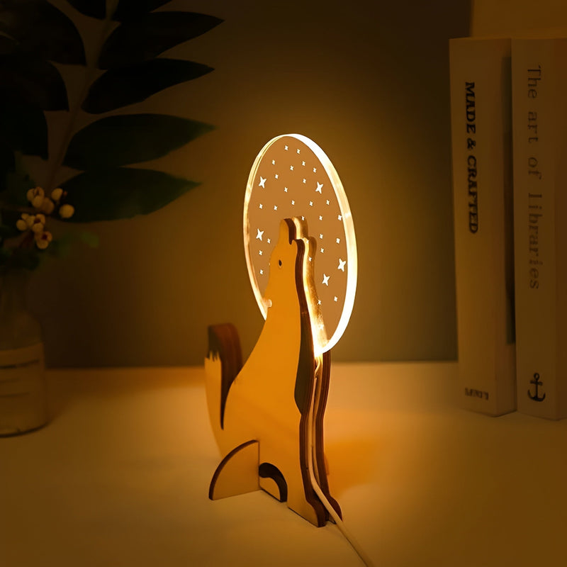 HolzHerz Kinder Nachtlicht Holz | Sanftes LED-Licht | USB-Betrieben & Kindgerecht | 16×20 cm