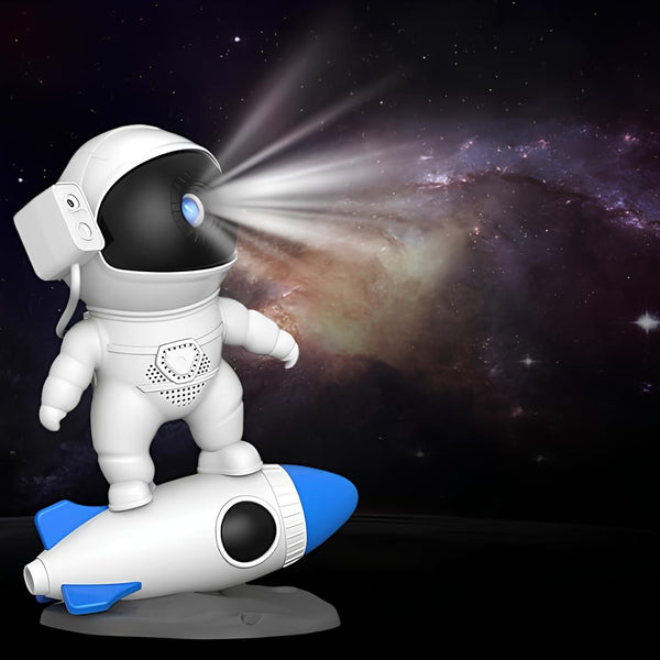 Projektor Lampe CosmoLume | 4K Galaxie- & Sternenhimmel-Projektion | Bluetooth Speaker & App-Steuerung | Raketendesign