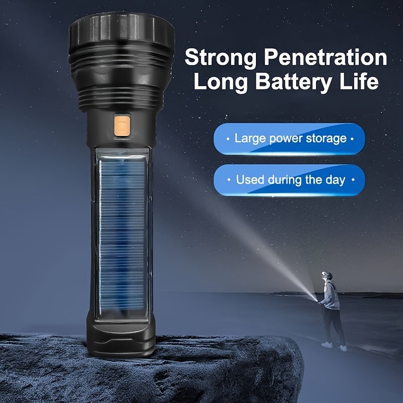 LED-Taschenlampe Solaytor Pro | Solar & USB Aufladbar | Mit COB-Seitenlicht | Wasserdicht IP45 | 18 × 6 cm