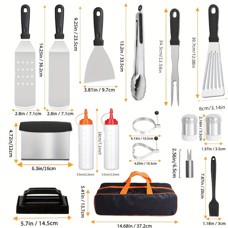 GrillMeisterPro BBQ Grillset 20-teilig | Komplettes Zubehörset | Rostfreier Edelstahl | Für Innen & Außen