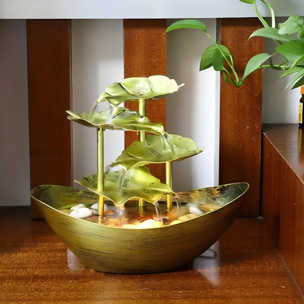 Fontaniva Tischbrunnen mit LED-Licht | Vintage-Design & leise Wasserpumpe | USB-Betrieb | Für Wohnzimmer, Büro & Schlafzimmer