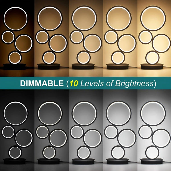 Circulum LED Ring-Tischlampe Schwarz | Dimmbar & Energieeffizient | Modernes Design | Acryl & Aluminium