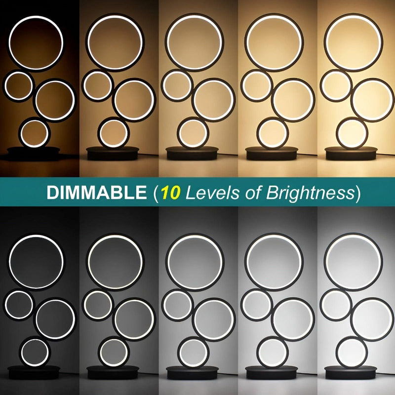 Circulum LED Ring-Tischlampe Schwarz | Dimmbar & Energieeffizient | Modernes Design | Acryl & Aluminium