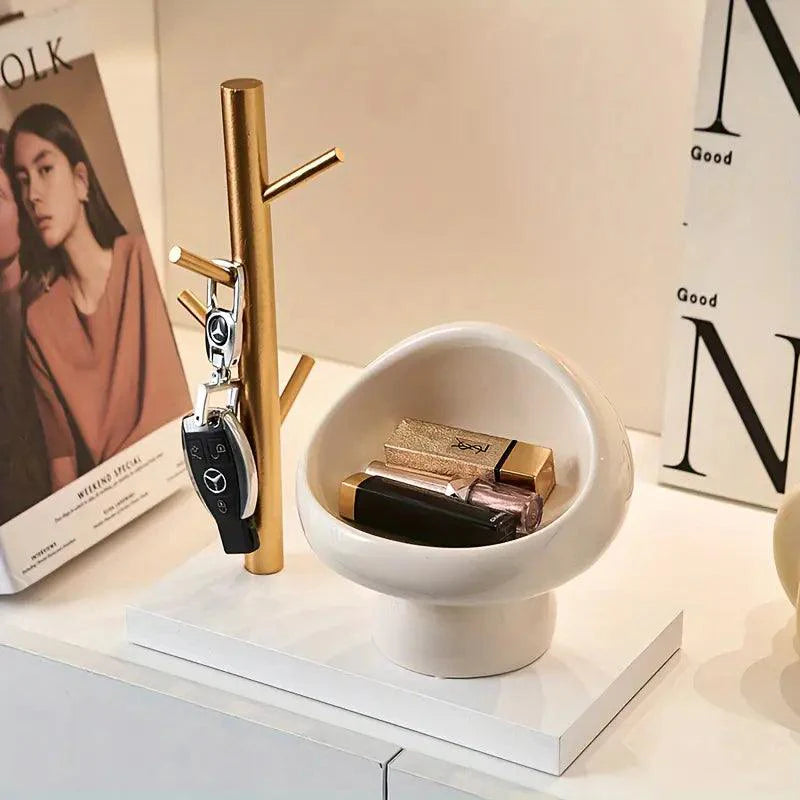 Pilz Aufbewahrungsdose | Keramik Deko | Schmuck- & Schlüsselhalter | Minimalistisches Design