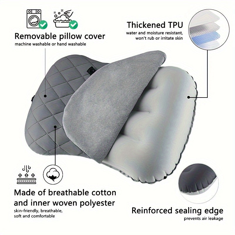 Campingkissen Airnest Travel | Ergonomisch & Aufblasbar | Mit Waschbarer Hülle | 46 × 32 cm