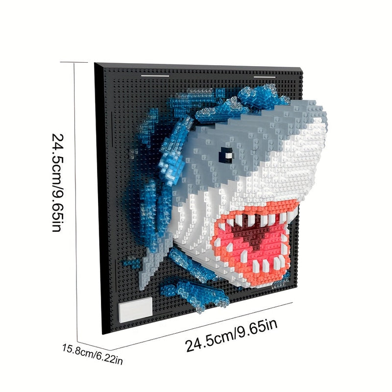 BrickVista 3D Wandkunst Set | Hai & Adler | 2000 Bausteine | ABS-Kunststoff | 24,5 × 24,5 cm