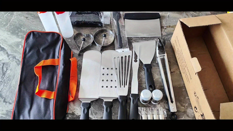 GrillMeisterPro BBQ Grillset 20-teilig | Komplettes Zubehörset | Rostfreier Edelstahl | Für Innen & Außen