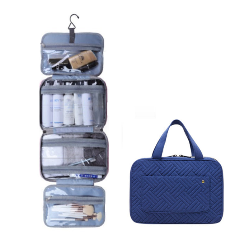 Travelique Reise-Kosmetik-Organizer | Kompakt & Wasserabweisend | Mit 4 Fächern & 360° Haken | Für Damen & Herren